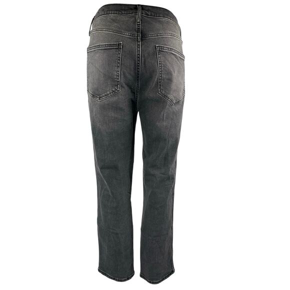 Gap Vintage Silm Women's Black High Rise Distressed Straight Leg Denim Jeans 31 - Picture 3 of 4